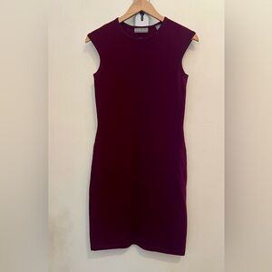 Kate Hill Burgundy 100% Wool Sleeveless Crewneck Sheath Sweater Dress, Size S
